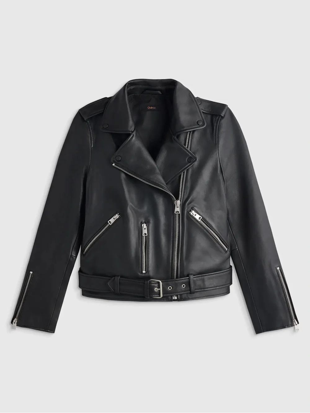 Quince 100% Leather Motorcycle Jacket - True Black - Picture 7 of 11